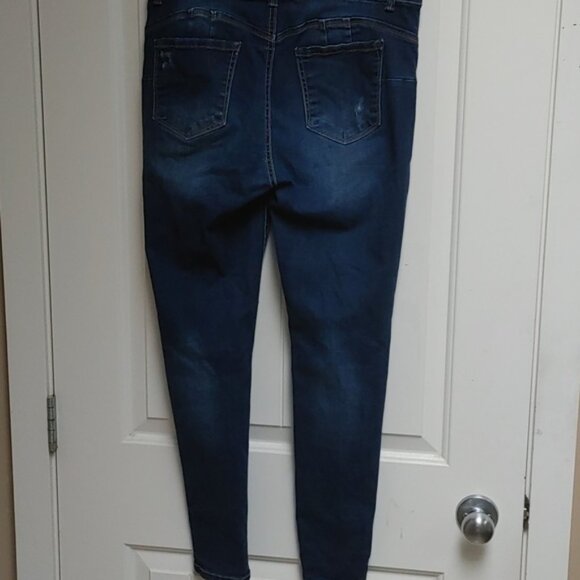 WAX JEAN dark wash blue destroyed skinny stretchy jeans size 13 - Picture 11 of 15